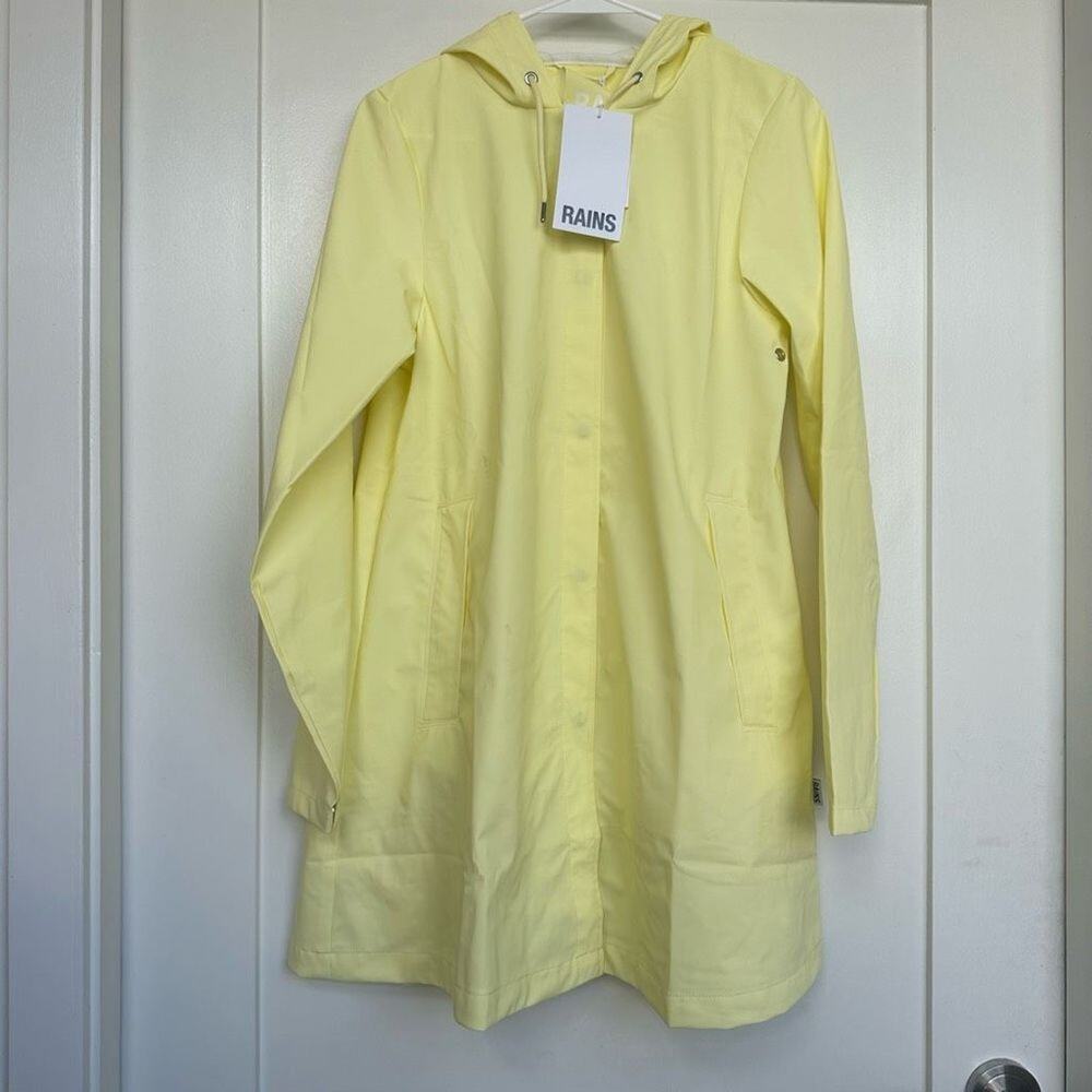 NWT Rains Women’s A-line W Jacket in Straw Yellow Raincoat, Size Medium - Picture 6 of 8
